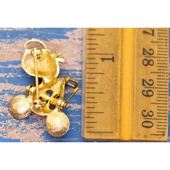 Vintage Clockwork Mouse Rhinestones Gold Tone Brooch by Avon - L32 - Picture 2 of 2